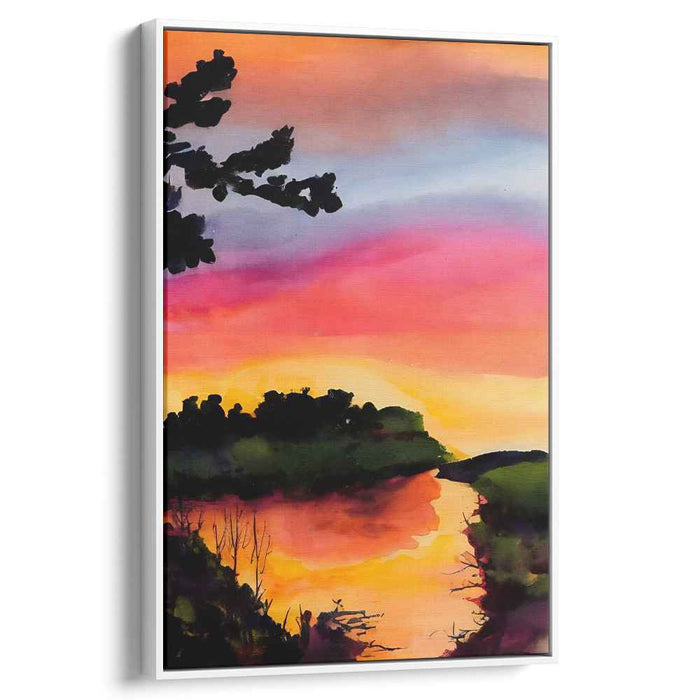 Watercolor Tapestry: Vibrant Watercolor Landscape Canvas Art