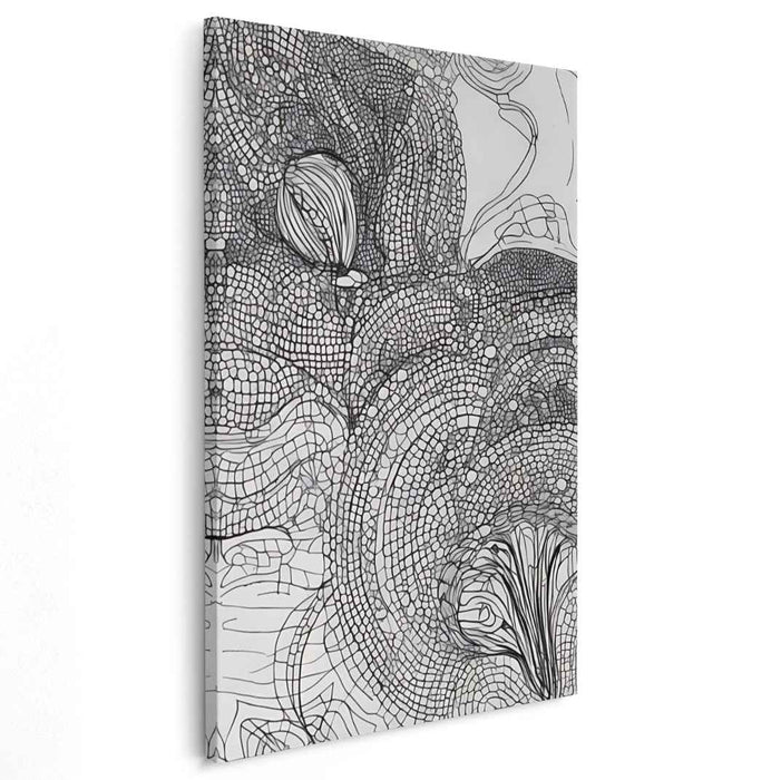 Monochrome Mosaic Dreams: Contemporary Abstract Line Art