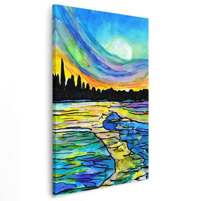 Ethereal Aquatic Visionary Mirage: Surreal Watercolor Dreamscape Canvas Art