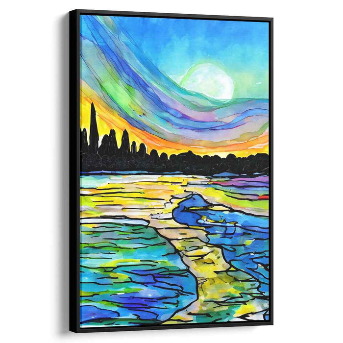 Ethereal Aquatic Visionary Mirage: Surreal Watercolor Dreamscape Canvas Art