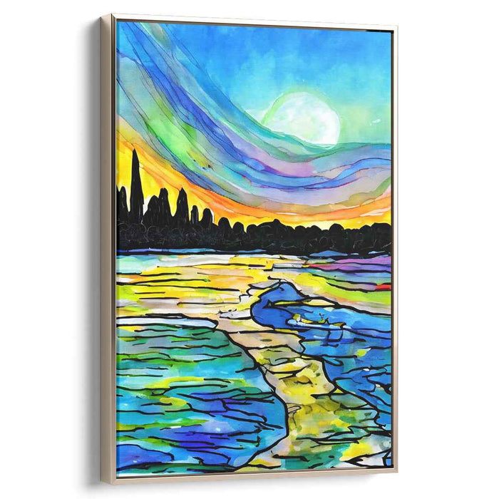 Ethereal Aquatic Visionary Mirage: Surreal Watercolor Dreamscape Canvas Art