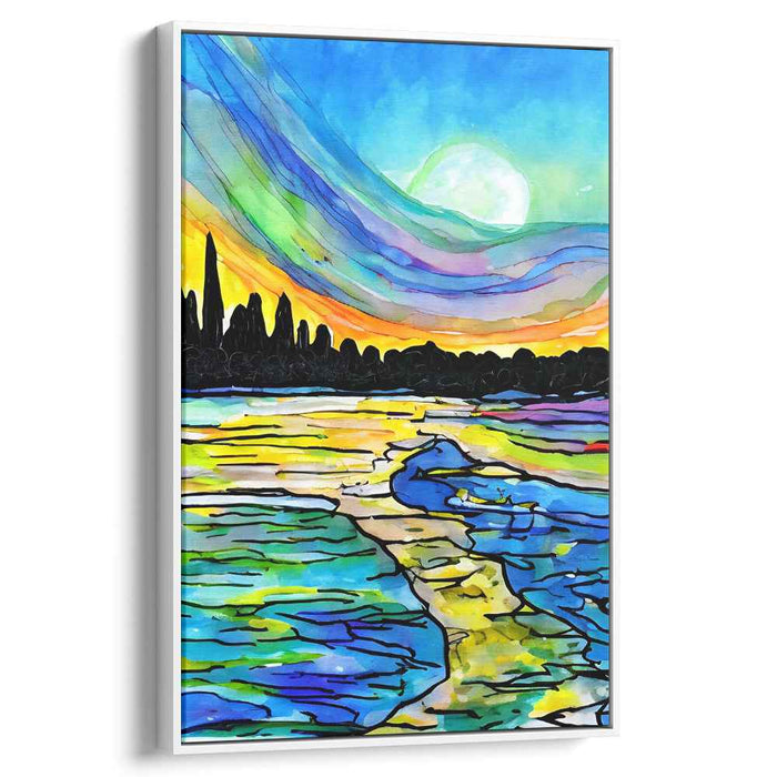 Ethereal Aquatic Visionary Mirage: Surreal Watercolor Dreamscape Canvas Art