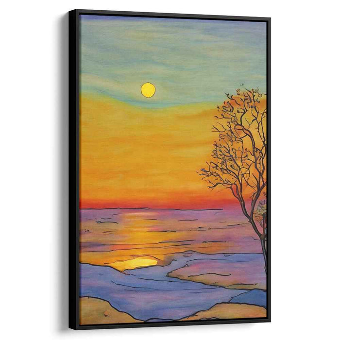 Tranquil Dusk Dreamscapes: Sunset Over Tranquil Waters Canvas Art Print