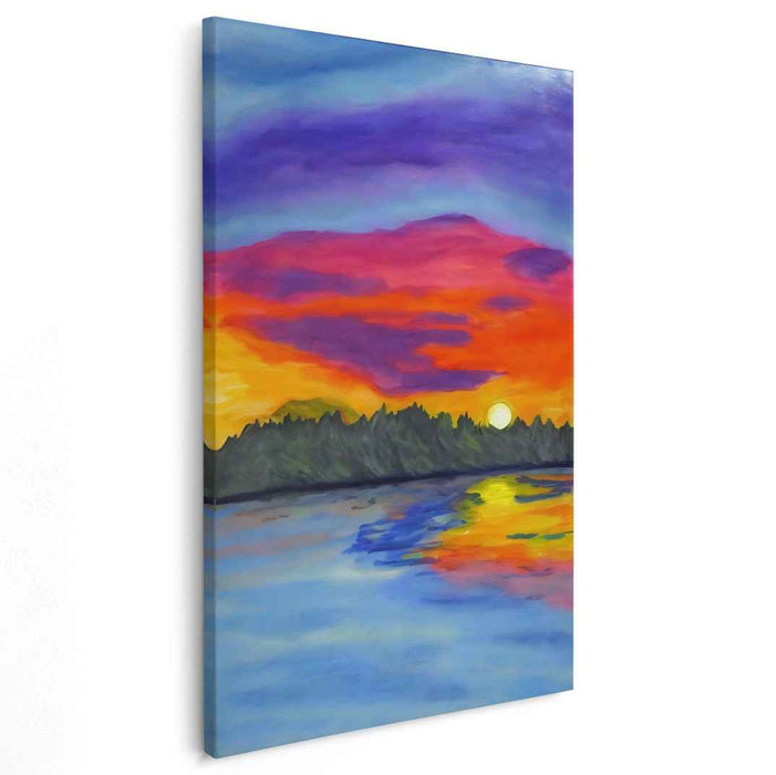 Spectral Sunset: Vibrant Landscape Canvas Art