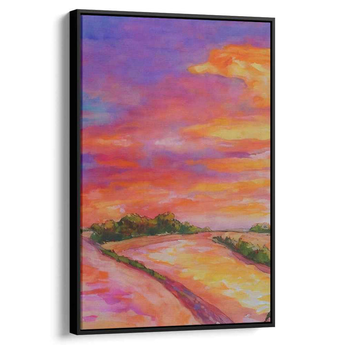 Whispers Of Twilight Paintbrush: A Vivid Sunset Landscape Canvas Art
