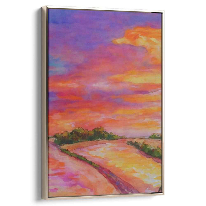Whispers Of Twilight Paintbrush: A Vivid Sunset Landscape Canvas Art