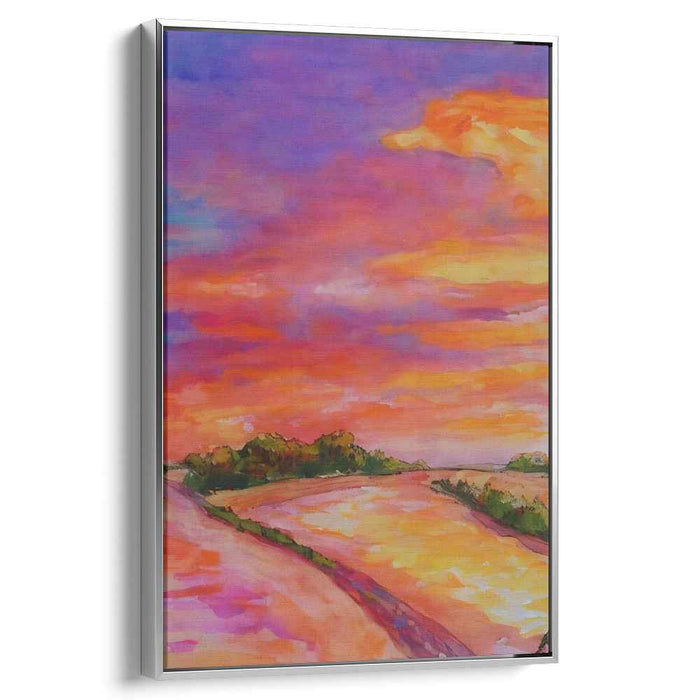Whispers Of Twilight Paintbrush: A Vivid Sunset Landscape Canvas Art