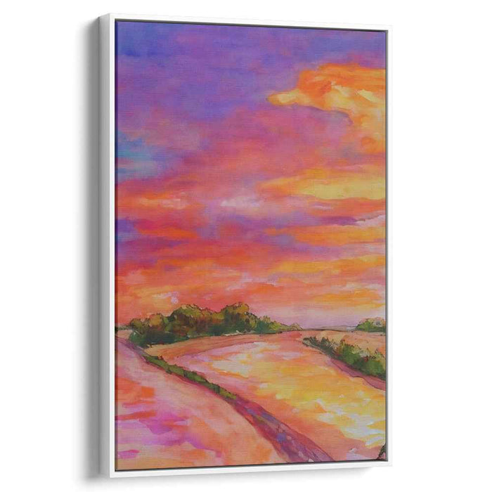 Whispers Of Twilight Paintbrush: A Vivid Sunset Landscape Canvas Art