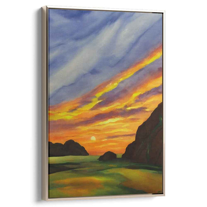 Dusk Palette Painting: Sunset Landscape Canvas Art Print