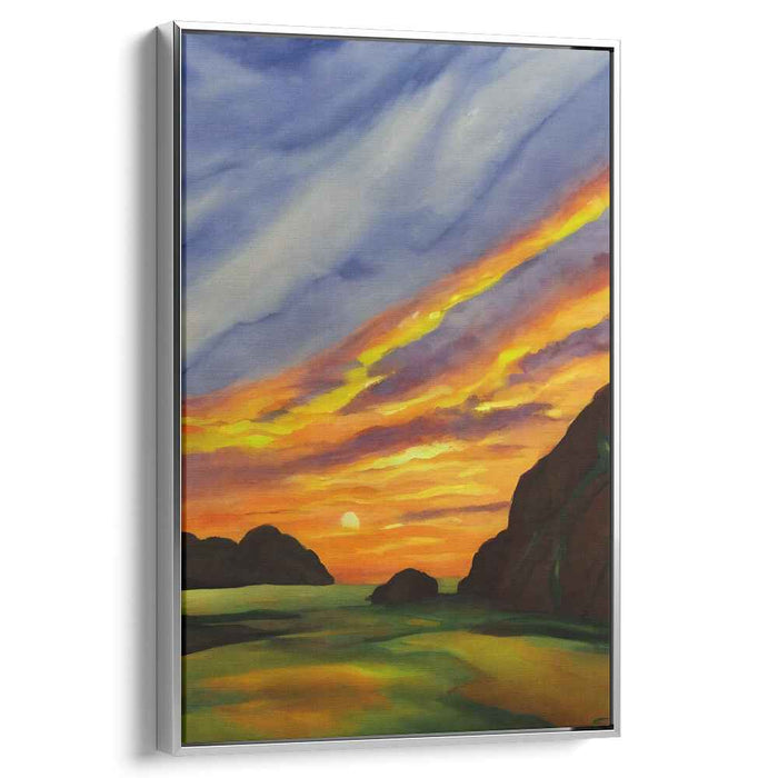 Dusk Palette Painting: Sunset Landscape Canvas Art Print