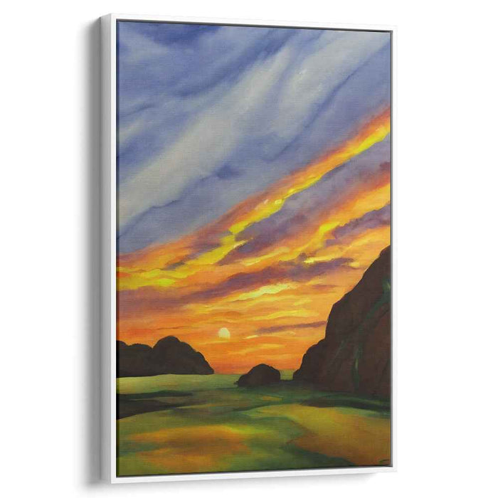 Dusk Palette Painting: Sunset Landscape Canvas Art Print