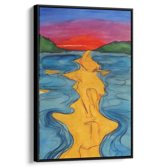 Twilight Reverie: Vibrant Sunset and River Dance Canvas Art