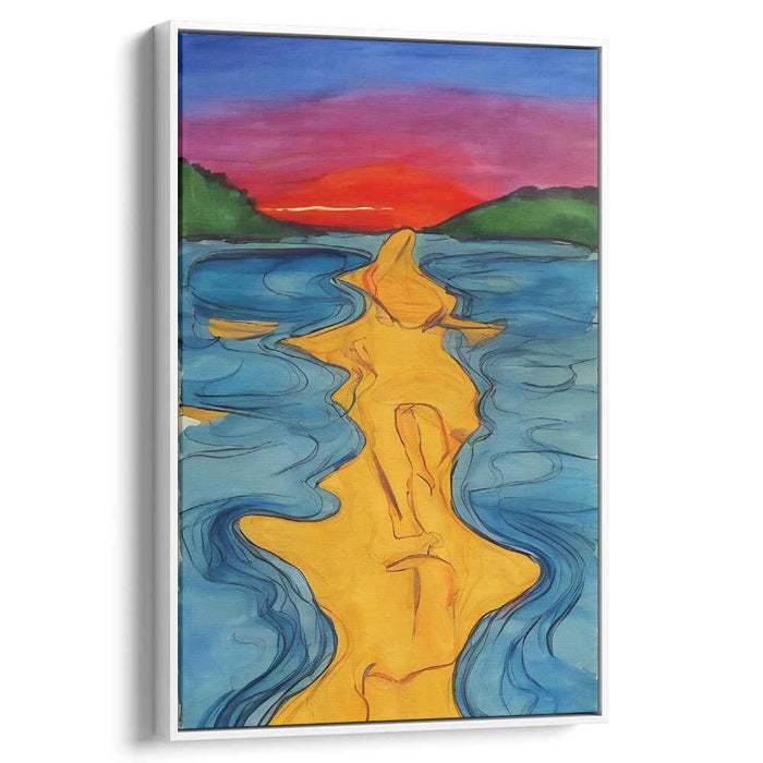 Twilight Reverie: Vibrant Sunset and River Dance Canvas Art