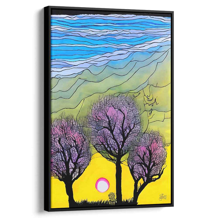 Dreamlike Sunset: Surreal Landscape with Vibrant Trees Canvas Art Print