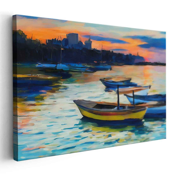 Line Art Sunset Boats #110