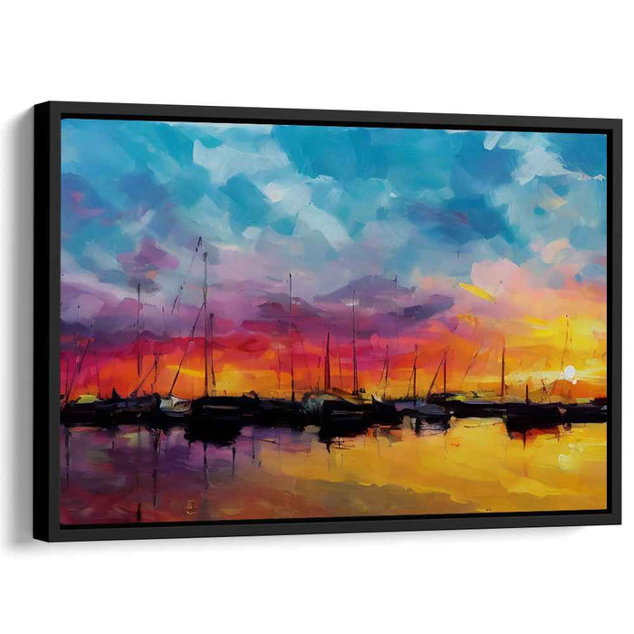 Harbor Whispers: Vibrant Marina Impressionist Canvas Art