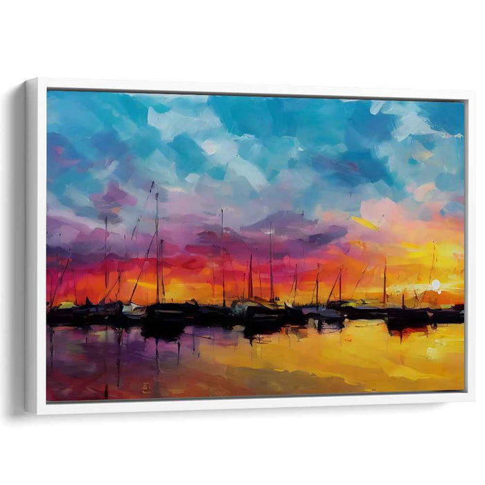 Harbor Whispers: Vibrant Marina Impressionist Canvas Art
