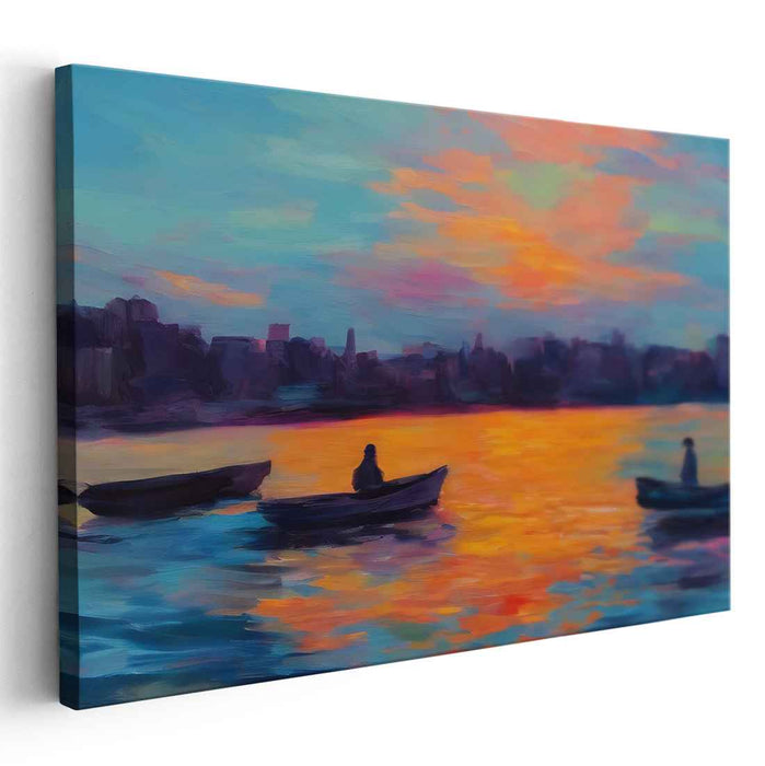 Line Art Sunset Boats #126