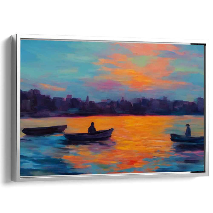 Line Art Sunset Boats #126