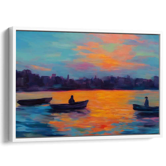 Line Art Sunset Boats #126