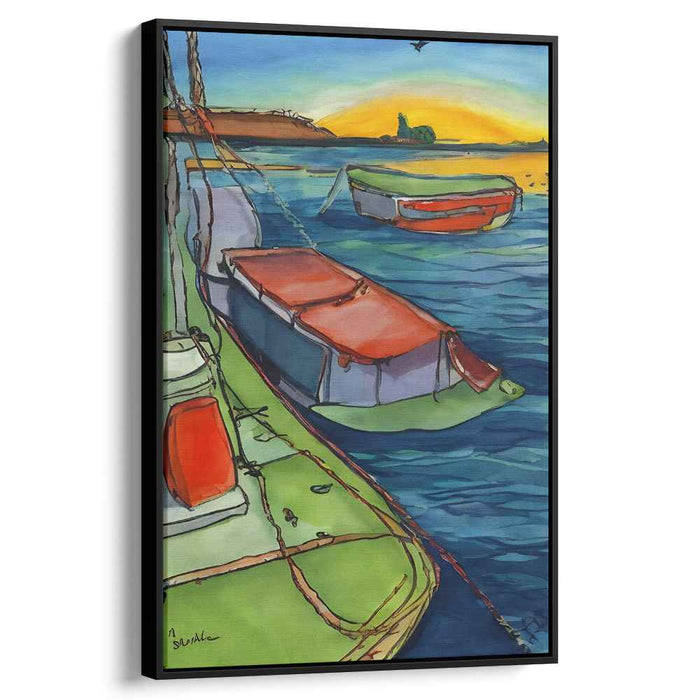 Line Art Sunset Boats #205