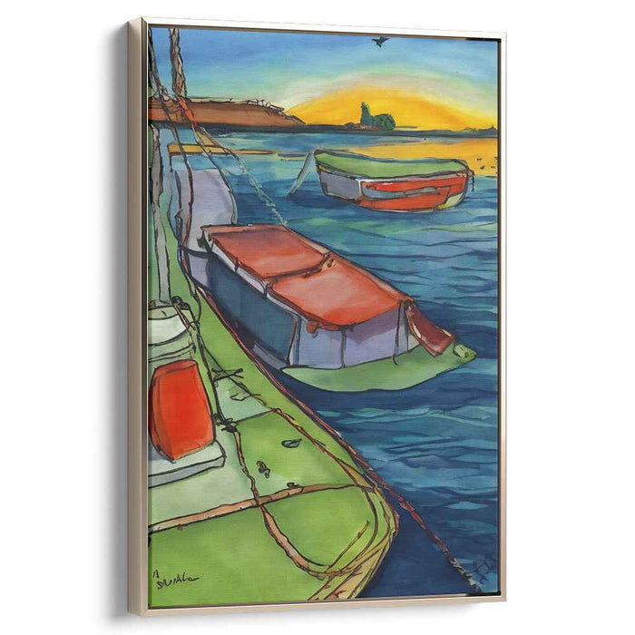 Line Art Sunset Boats #205