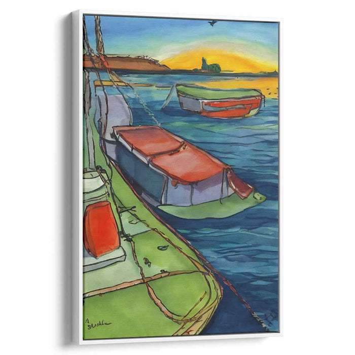 Line Art Sunset Boats #205