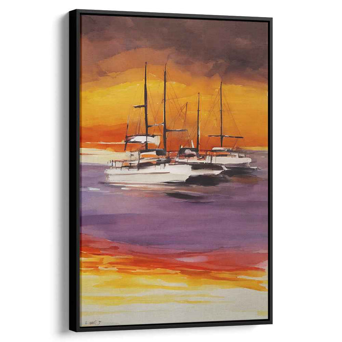 Line Art Sunset Boats #215