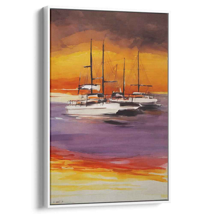 Line Art Sunset Boats #215