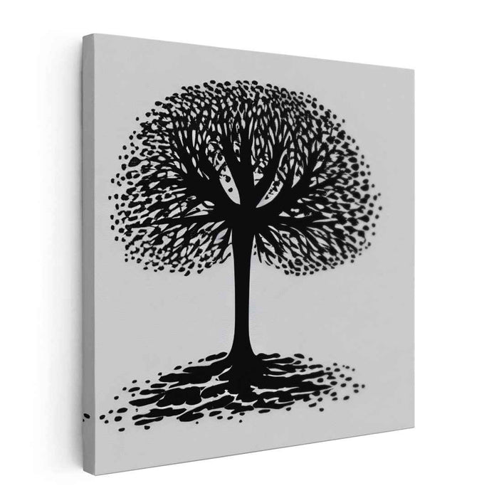 Ink Scriptorium Arboreal Reverie: Monochromatic Tree of Life Canvas Art