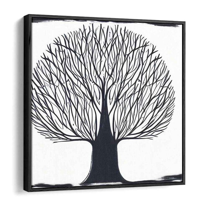 Ink Shadows: The Silhouette Tree - Minimalist Black and White Art