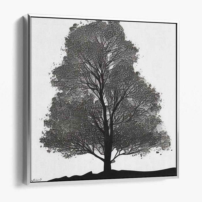 Inkwell Arboretum: Minimalist Black Ink Tree Canvas Art Print