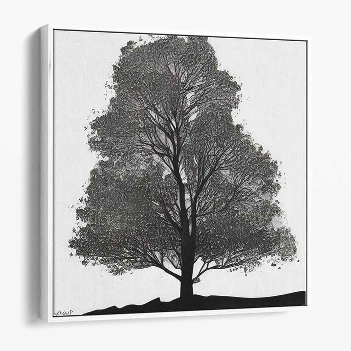 Inkwell Arboretum: Minimalist Black Ink Tree Canvas Art Print