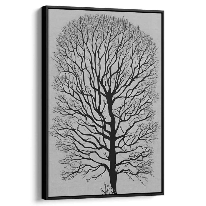 Ink Blot Shadows Dance: Modern Monochromatic Tree Canvas Art Print