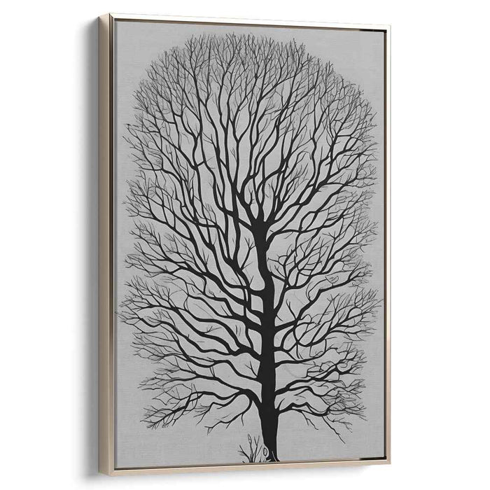 Ink Blot Shadows Dance: Modern Monochromatic Tree Canvas Art Print