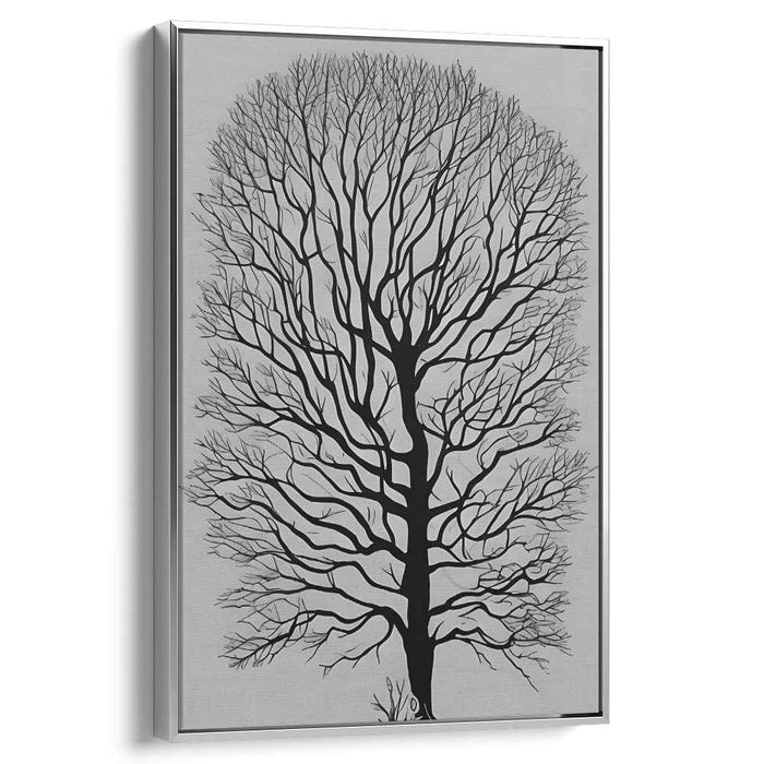 Ink Blot Shadows Dance: Modern Monochromatic Tree Canvas Art Print