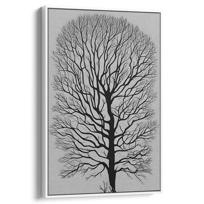 Ink Blot Shadows Dance: Modern Monochromatic Tree Canvas Art Print