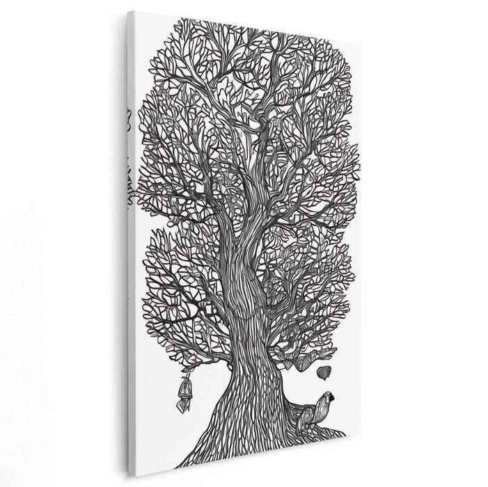 Whispers of Monochrome Serenity: Detailed Black and White Nature Illustration