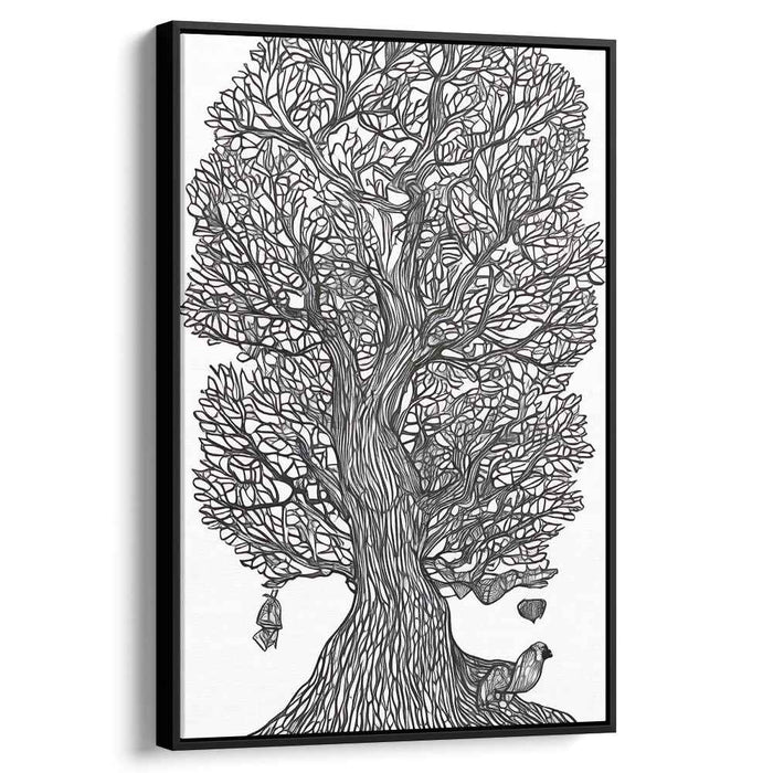 Whispers of Monochrome Serenity: Detailed Black and White Nature Illustration