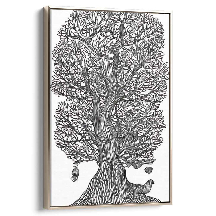 Whispers of Monochrome Serenity: Detailed Black and White Nature Illustration