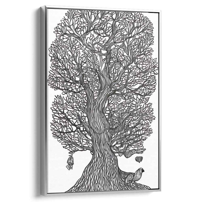 Whispers of Monochrome Serenity: Detailed Black and White Nature Illustration