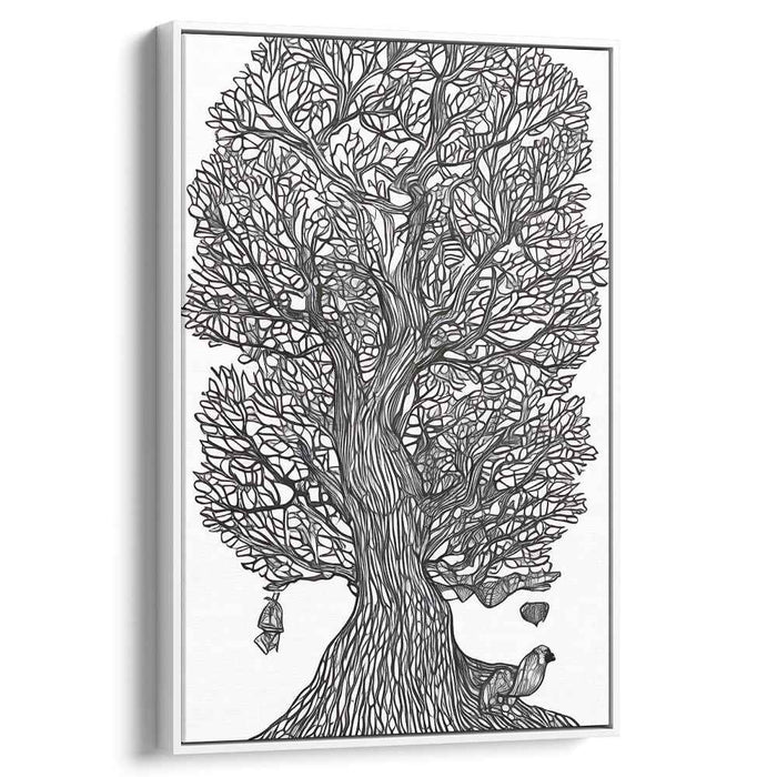 Whispers of Monochrome Serenity: Detailed Black and White Nature Illustration
