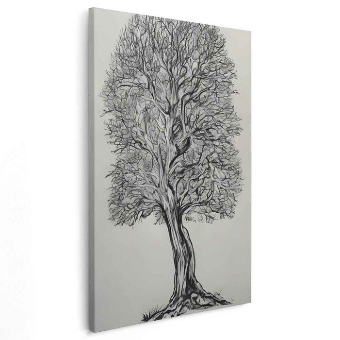 Mystic Grove Interconnections: Intricate Tree Ink Drawing