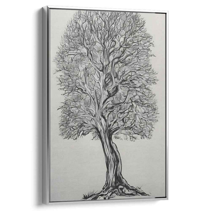 Mystic Grove Interconnections: Intricate Tree Ink Drawing