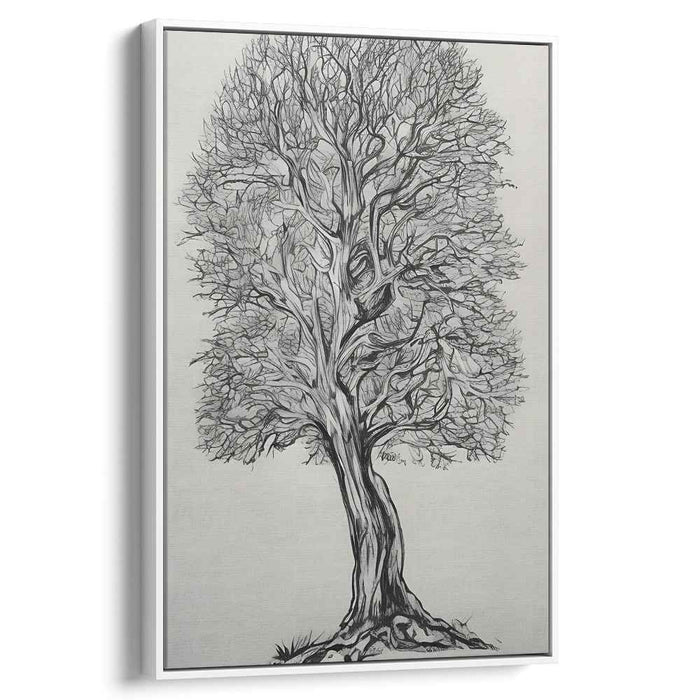Mystic Grove Interconnections: Intricate Tree Ink Drawing