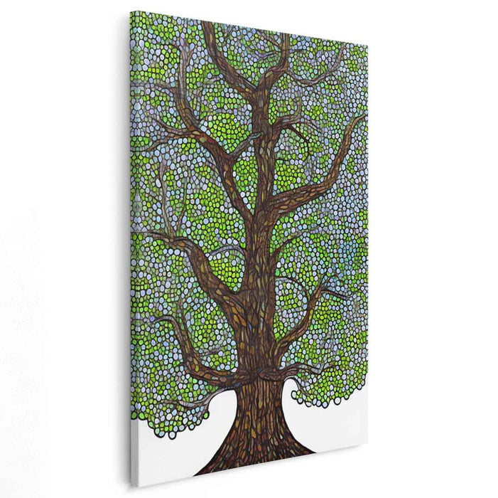 Eternal Roots Aglow: Stained Glass Tree of Life Canvas Art Print