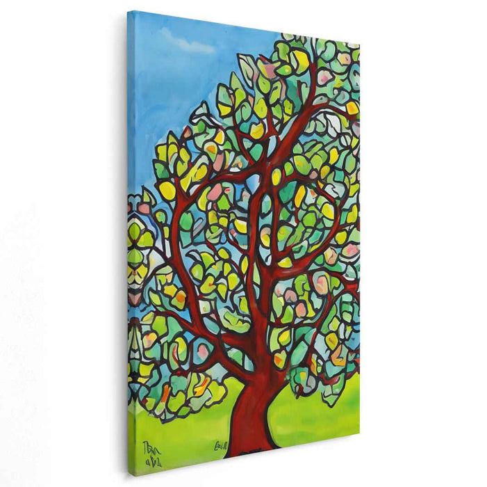 Vibrant Mosaic Tree: Whimsical Nature-Inspired Canvas Art Print