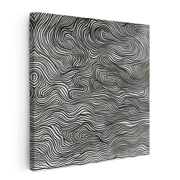 Monochrome Illusion Dance: Black and White Op Art Canvas