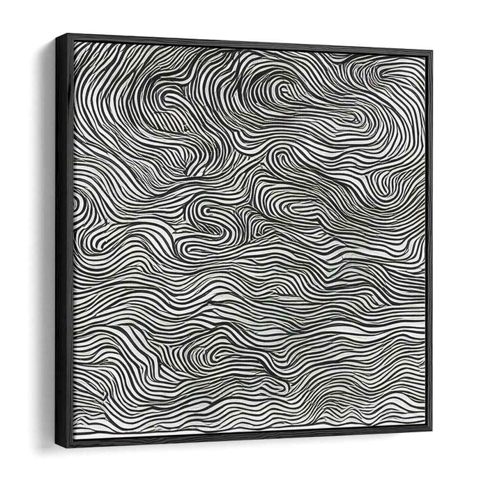 Monochrome Illusion Dance: Black and White Op Art Canvas