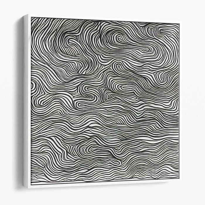 Monochrome Illusion Dance: Black and White Op Art Canvas